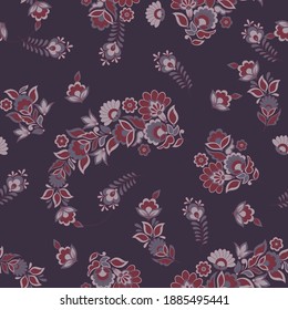 vintage flowers seamless pattern. Ethnic floral vector background