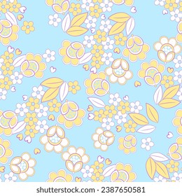 vintage flowers seamless pattern. Ethnic floral vector background