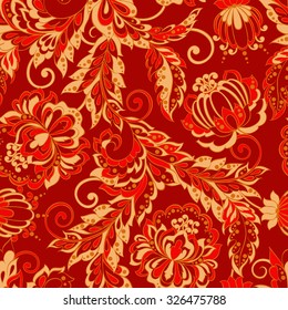 vintage flowers seamless pattern. Ethnic floral vector background