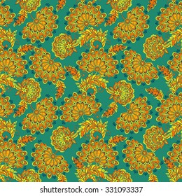 vintage flowers seamless pattern. Ethnic floral vector background