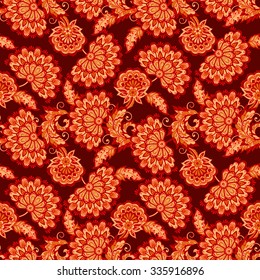 vintage flowers seamless pattern. Ethnic floral vector background