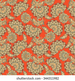 vintage flowers seamless pattern. Ethnic floral vector background