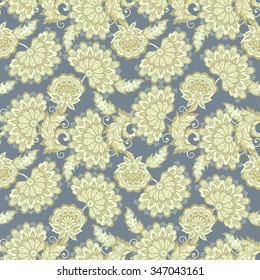 vintage flowers seamless pattern. Ethnic floral vector background