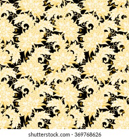 vintage flowers seamless pattern. Ethnic floral vector background