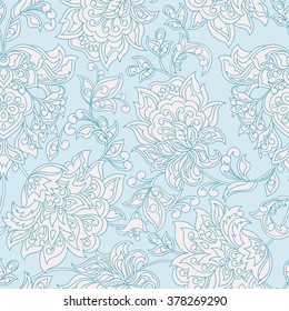 vintage flowers seamless pattern. Ethnic floral vector background