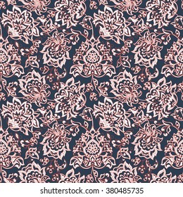 Vintage flowers seamless pattern. Ethnic floral vector background