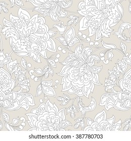vintage flowers seamless pattern. Ethnic floral vector background