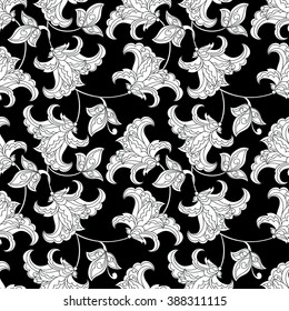 vintage flowers seamless pattern. Ethnic floral vector background