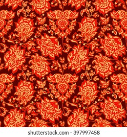Vintage flowers seamless pattern. Ethnic floral vector background