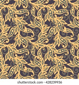 vintage flowers seamless pattern. Ethnic floral vector background