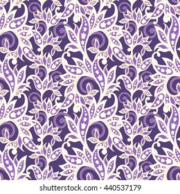 vintage flowers seamless pattern. Ethnic floral vector background