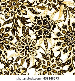 vintage flowers seamless pattern. Ethnic floral vector background