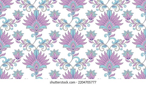 vintage flowers seamless pattern. Floral vector background. purple blue sky color .seamless pattern. texture. textile pattern. floral pattern for print. vector flower, vector flowers 