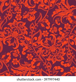 Vintage flowers seamless pattern. Floral vector background