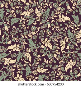 vintage flowers seamless pattern. Floral vector background