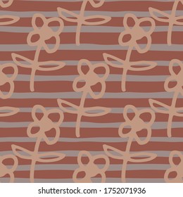 Flores vintage sin fisuras en el fondo de rayas. Estilo sencillo. Papel tapizado con motivos florales. Fondo decorativo para el diseño de tejidos, impresión textil, envoltura, cubierta. Ilustración del vector