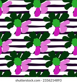 Vintage flowers seamless pattern. Retro groovy floral background. Abstract stylized botanical wallpaper. Design for fabric, textile print, wrapping paper, fashion, interior, cover, illustration