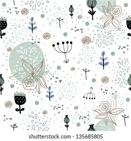 Vintage flowers. Seamless pattern in vector