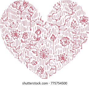Vintage flowers in shape of a heart for ypur design
