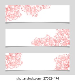 Vintage flowers. Three floral banners. Flower vector background brochure template.
