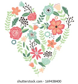 Vintage Flowers Wedding Heart