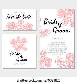 Vintage flowers. Wedding invitation cards with floral elements. Flower vector background. 