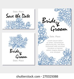 Vintage flowers. Wedding invitation cards with floral elements. Flower vector background.