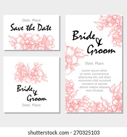 Vintage flowers. Wedding invitation cards with floral elements. Flower vector background.