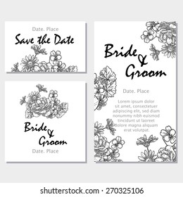 Vintage flowers. Wedding invitation cards with floral elements. Flower vector background.