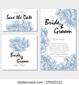 Vintage flowers. Wedding invitation cards with floral elements. Flower vector background.