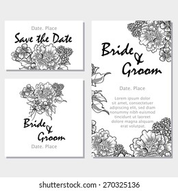 Vintage flowers. Wedding invitation cards with floral elements. Flower vector background.