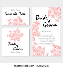 Vintage flowers. Wedding invitation cards with floral elements. Flower vector background.