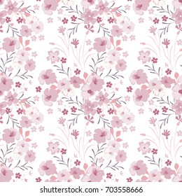 Vintage flowery pattern. Seamless floral background for wrapping, textile, wallpaper. Soft tile. Vector flourish texture. Soft cotton design.