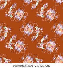 Vintage flowery pattern. Vector frourish texture. Soft tile. Soft cotton design. Seamless floral background for wrapping, textile, wallpaper.