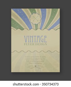 Vintage flyer design or brochure template. Editable vector illustration for your project.