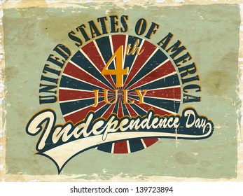 Vintage flyer, poster or background for United Sates America independence day with text 4th July.