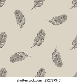 Vintage flying feather seamless pattern, eps 8 file