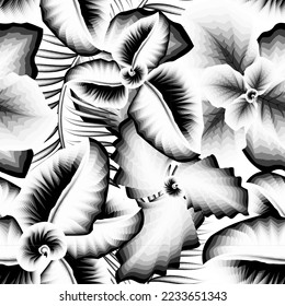 vintage foliage design seamless pattern with tropical plants leaves on light. Fashionable seamless tropical pattern. Printing and textiles. tropical wallpaper. nature background decorative. spring 
