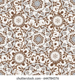 Vintage folkloric flowers seamless pattern. ethnic floral vector ornament