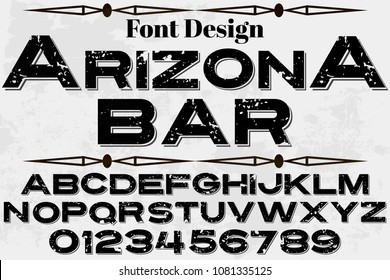 vintage font alphabet handcrafted vector named arizona bar