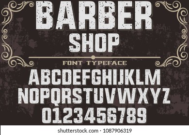 Vintage Font Alphabet Handcrafted Vector Barber Shop