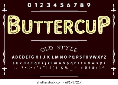 vintage font alphabet handcrafted vector named Buttercup