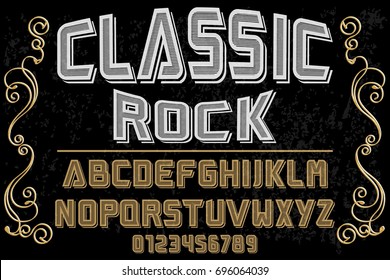 vintage font alphabet handcrafted vector named classic rock