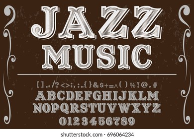 vintage font alphabet handcrafted vector named jazz music