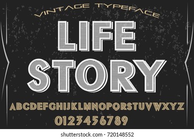 vintage font alphabet handcrafted vector life story