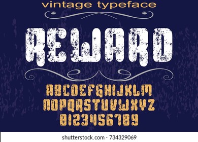 vintage font alphabet handcrafted vector named reward