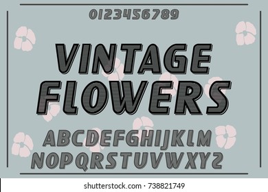 vintage font alphabet handcrafted vector old style named vintage flowers