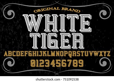 vintage font alphabet handcrafted vector named white tiger