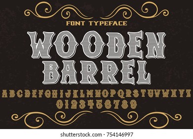 vintage font alphabet handcrafted vector named wooden barrel