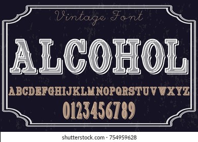 vintage font alphabet handcrafted vector named alcohol
